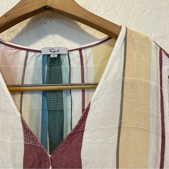 Rails Anthropologie Becca Faux Wrap Dress Cusco Striped XS - Picture 5 of 8